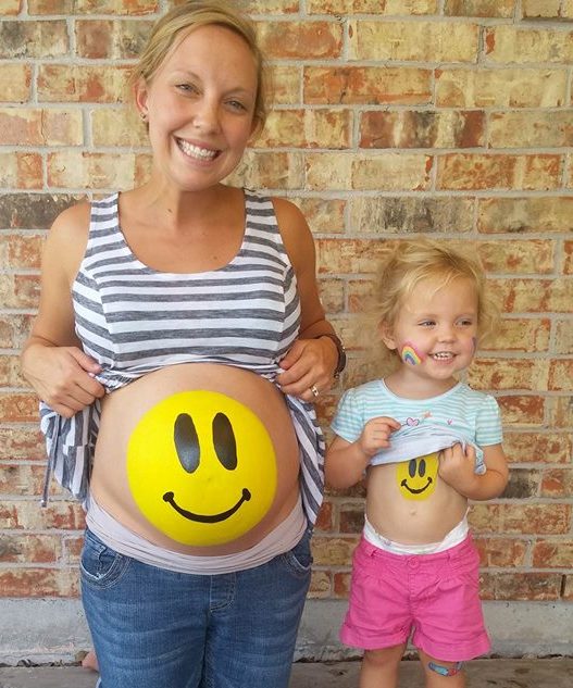 Maternity Painted Baby Bump Smiley Face