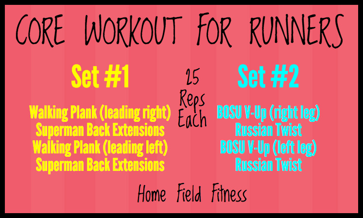 Core workout for runners...who needs crunches? This workout is sure to burn and strengthen your core! via Home Field FItness