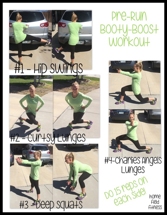 A Pre-Run Booty Boosting Workout...strengthen and activate your glutes! via www.homefieldfitness.org/blog